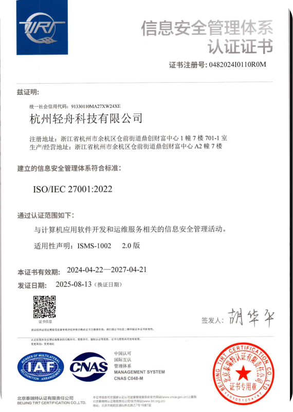 体系认证证书