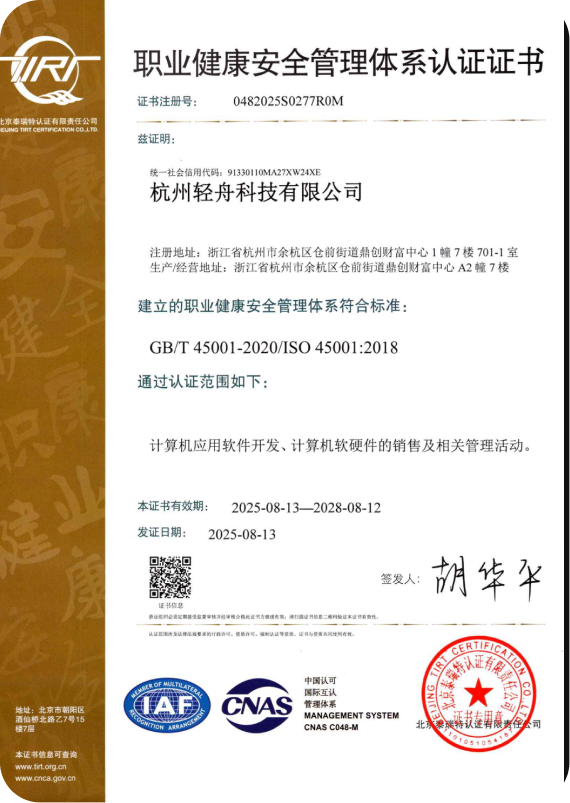 体系认证证书